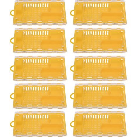 Cage à abeilles en plastique pour reine, 10 pièces, attrape-transport, fournitures pour apiculteur, équipement jaune (1/5)