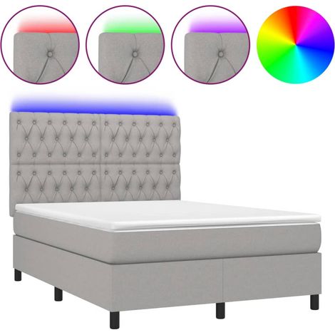 Maison Exclusive - Letto a Molle Materasso e LED Grigio Chiaro 140x190 cm Tessuto (1/5)