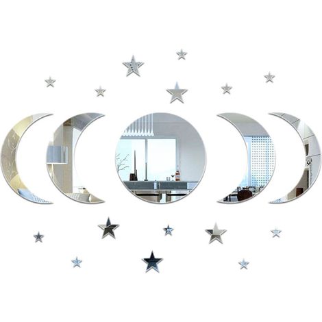 Juego de 20 pegatinas acrílicas de estrellas y lunas para pared, ideales para un feliz Ramadán, decoración de fiestas, artículos para fiestas de cumpleaños y decoración de dormitorios. (1/5)