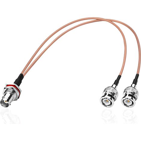 RG316 Câble coaxial BNC femelle vers double mâle 50 ohms Y Splitter connecteur coaxial Rallonge pour caméras, appareils vidéo, système de vidéosurveillance (34 cm) (1/5)