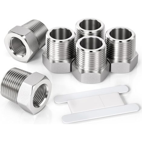 3 Pcs 1/2" mâle vers 1/4" femelle Raccord réducteur à douille hexagonale en acier inoxydable, filetage BSP, pour le raccordement de tuyaux - 3/8"M X 1/8"F (1/5)