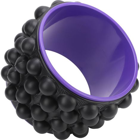Rouleau de massage pour le dos, appareil de massage et de craquement pour soulager les raideurs, stimulateur 3D pour points d'acupuncture, roue de yoga violette et noire (1/5)