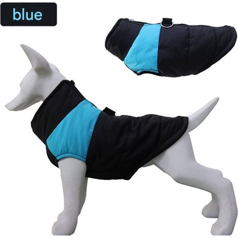 Cardigan Baumwolljacke mit Farbblöcken blau und schwarz Größe S Brustumfang 36 cm empfohlen für Haustiere von 3-5 Kilo wasserdichter Hundemantel