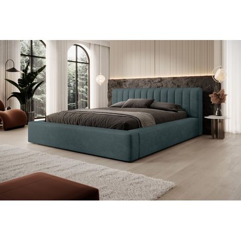 Polsterbett Doppelbett PEORIA Komplettset 140x200cm in Stoff Macau Türkis (1/4)
