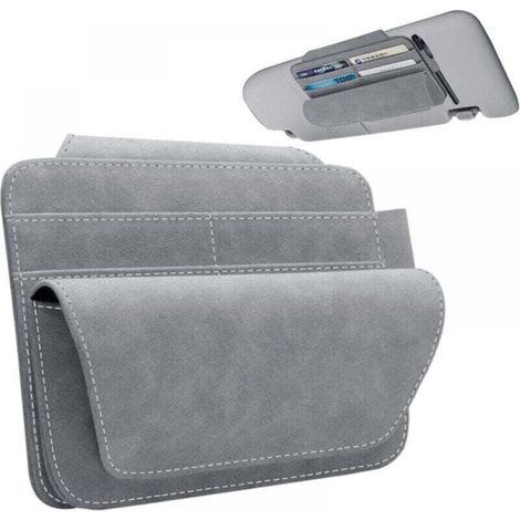 Porte-Cartes Pare-Voiture,Clip Rangement pour Pare-Soleil - Organisateur visière Porte-Lunettes Voiture RV Conception cloison pour imperméable détachable (1/5)