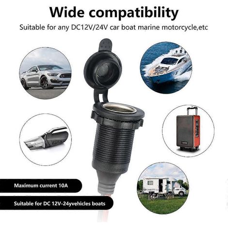 Adaptateurs de prise allume-cigare pour voiture, 12V-24V, étanches, avec fiches et prises de courant (1/4)