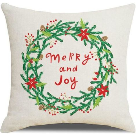 Taie d'oreiller - - YX1014-2 - Coton et Lin - 45x45 cm - Décoration de Noël (1/4)