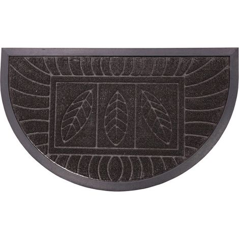 Tapis d'Entrée Demi-Lune "Feuilles" 45x75cm Noir (1/3)