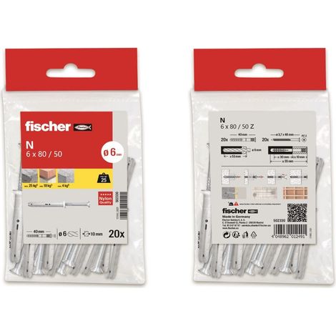 fischer 518045 – Borsa PROFIX N 6X80 Z / 20, acciaio inossidabile (1/4)