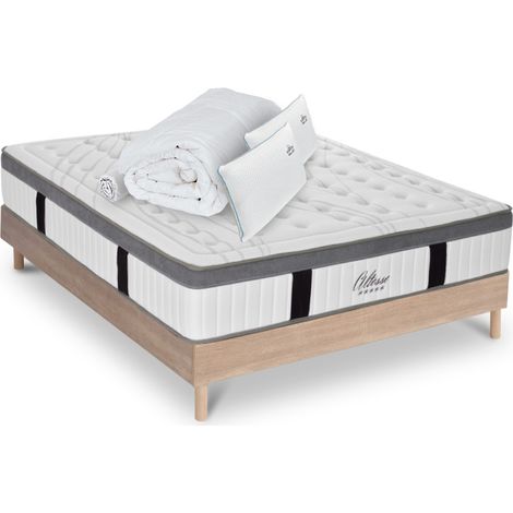 Matelas Altesse Mousse Accueil Mémoire de forme+ sommier bois + accessoires - 180 x 200 cm (1/5)