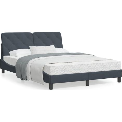 vidaXL Letto con Materasso Grigio Scuro 120x200 cm in Velluto (1/5)