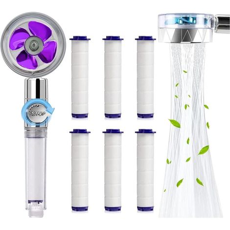 ZOLGINAH Douchette, Pommeau de Douche Anti Calcaire Economie Deau, Pommeau de Douche Helice Haute Pression Filtre à Trois Niveaux Système de Filtrage avec Filtre 6 Coton PP Remplaçable (1/5)