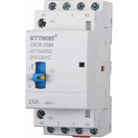 ETTROIT JX134252 Haushaltsschütz 2NO/2NC 4P 25A 220V 50Hz AC DIN mit manuellem Steuerschalter