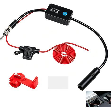 Amplificateur Aignal Autoradio, Amplificateur Antenne Autoradio 12V AM FM, Booster de Réception Radio Auto Universel, Réducteur d’Interférences pour Autoradio Stéréo Voiture Camion Bateau Camping Car. (1/5)