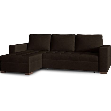 Canapé d'angle convertible et réversible tissu marron Zelly 237cm (1/5)