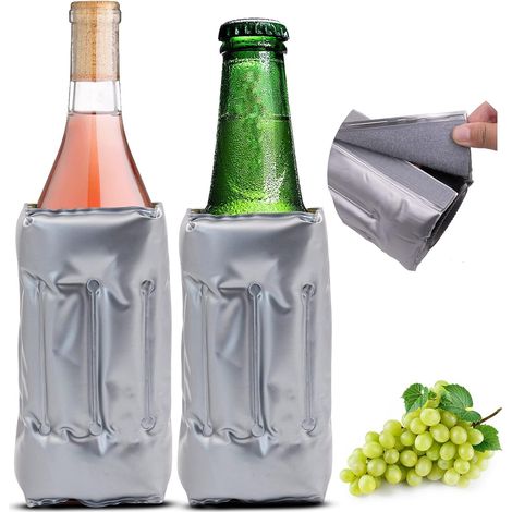 Weinkühlhülle – 2er-Pack – Aktivgel – Schnelle Kühlung – Für Champagner und andere Getränke – Blau (1/5)