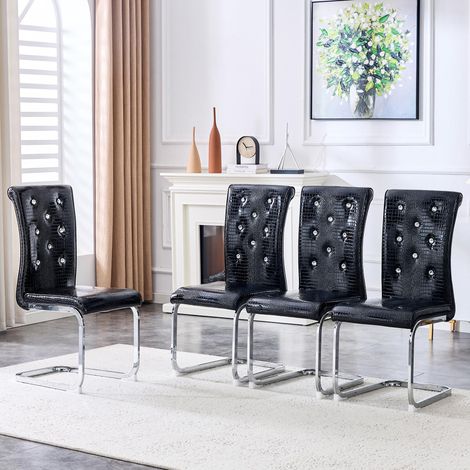 Ensemble de 4 chaises de salle à manger rétro en similicuir et revêtement imitation peau - qualité supérieure et confort optimal