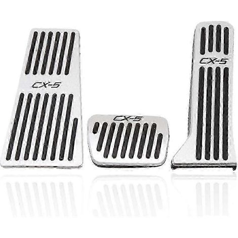 Kit de 3 pédales de frein, d'accélérateur et de ralenti antidérapantes en aluminium, sans perçage, pour Mazda CX-5 2013-2022 (argent) (1/5)