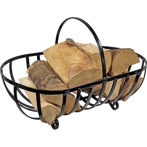 Log Holder 42 cm Basket Durable Steel Black Garden Pride (1/3)