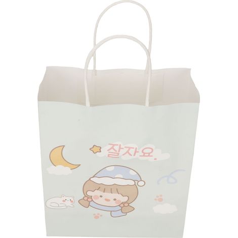 12 sacs cadeaux réutilisables à motifs de dessins animés, mini sacs cadeaux en papier kraft blanc de grande capacité avec poignées, adaptés au travail, à l'école et à d'autres occasions (taille 2). (1/5)
