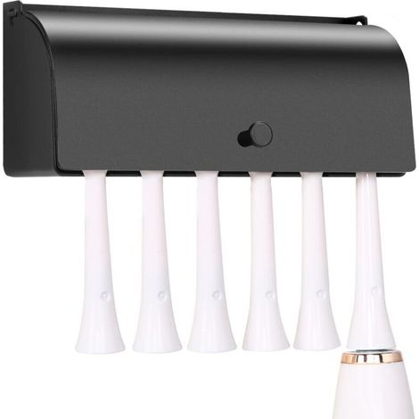 [JAMAIS UTILISÉ]Porte-Brosse à Dents, Acier Inoxydable 304 Auto-adhésif Mural Anti-poussière Support pour Organisateur de Rangement pour Brosse à Dents(Noir, 6 Emplacements)