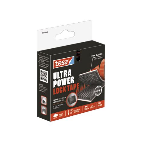 Tesa Ultra Power Lock Cinta Adhesiva 20kg 1m x 25mm negro rojo