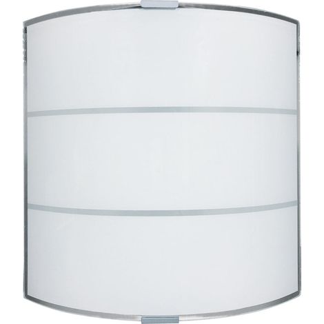 Applique 1xE27 Montatura Argento Vetro Lastra Serigrafato Bianco 2 Righe E-Energy Luce (1/2)