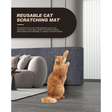 Tapis à griffer autocollant pour chat, housse de rechange pour étagères d'arbre à chat, tapis à griffer ajustable pour meubles, canapé, mur, porte, coin (1/3)