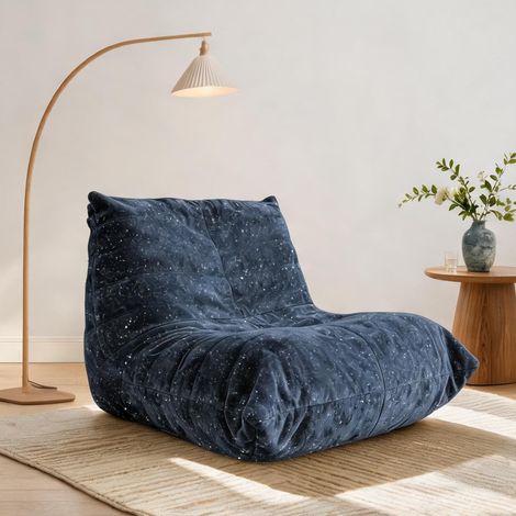 Pouf poire bleu 90 x 100 x 80 cm en flanelle douce (1/5)