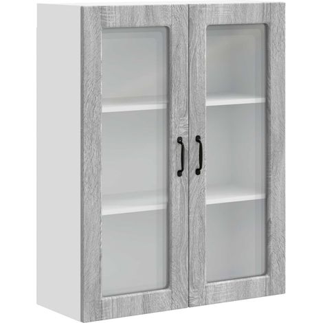 Maison Exclusive - Mobile in vetro da parete PORTO Grigio Sonoma 80 x 31 x 100 cm
