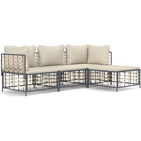 Maison Exclusive - 4-tlg. Garten-Lounge-Set mit Kissen Anthrazit (1/5)