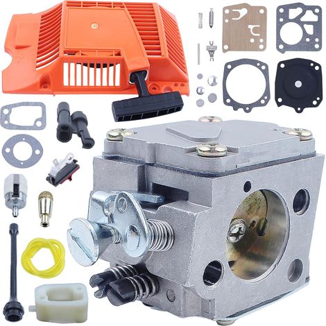 Lanceur à rappel avec joint d'admission de carburateur Kit de réparation pour Husqvarna 266 268 272XP, Lanceur à rappel, Carburateur, Tuyau de carburant, Tuyau d'huile, Filtre à carburant, Filtre à hu (1/5)