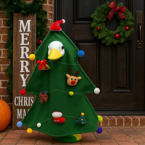 Costume Oie De Noël - Tenue Festive Pour Statue D'Oie De 23 Pouces - Ensemble Avec Chapeau - Polyester - Décoration Extérieure De Jardin Et De Patio - 1 Pièce (1/5)