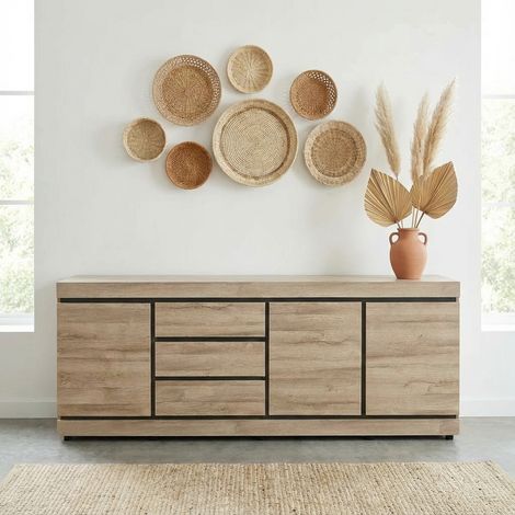 Buffet/bahut contemporain 248 cm coloris chĂŞne Yannick (1/5)
