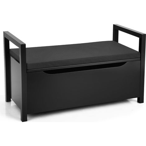 2 IN1 Wooden Shoe changing Bench Shoe Storage Cabinet Organizer Padded Seat (1/5)