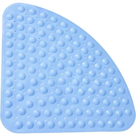 GDHZS- Tapis de Douche Antidérapant Quart de Cercle 54x54cm, Tapis de Bain d’Angle pour Cabine de Douche et Baignoire, avec Ventouses Solides et Trous,bleu (1/5)