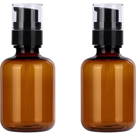 2 Pack 150ml Amber Plastic Travel Bottles for Toiletries Refillable Travel Containers Mini Soap Dispenser Cosmetic Cream Lotion Pump Bottles (1/5)