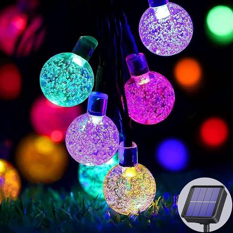 Guirlande Lumineuse Solaire Extérieure, ,50 LED,7m, 8 Modes Economie d'énergie et Protection de l'environnement, Intérieure et Extérieure, Pour Jardin, Arbre, Cour, Mariage, Fête,25mm par ampoule (1/5)