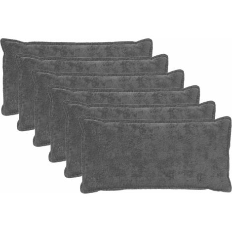 Cushion Cover 6 pcs HOUTEN Dark Grey 40 x 70 cm Faux Rabbit Fur vidaXL