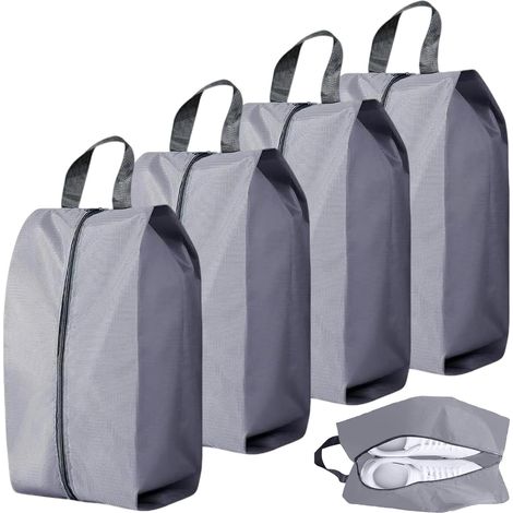 4 Pièces Sac Chaussures Voyage Taille Max. 35 Housse Chaussure avec Poigné Pochette Voyage Résistant aux Taches Imperméable Gris Réutilisable Idéal pour Maison et Voyages (1/5)