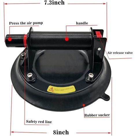 SNQ – Lot de 2 ventouses professionnelles à vide – Aspiration renforcée – Caoutchouc épais et ABS – Ergonomiques pour transport de verre et carrelage (1/4)