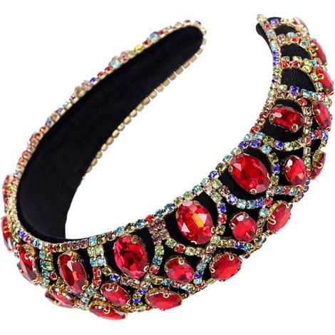 Elegantes Barock Haarband mit Strass und Weichem Schwamm Komfortables Haaraccessoire für Damen und Mädchen Rotes Haarschmuck Stirnband für Alltag und Party (1/5)