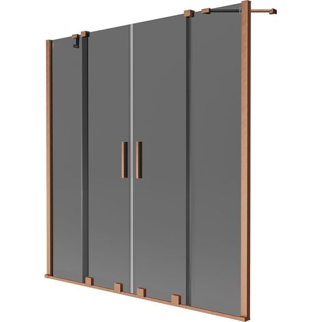 Mexen Velar Duo pantalla de ducha de 2 paneles deslizantes 140 x 150 cm, grafito, cobre cepillado - 896-140-000-42-65 (1/2)