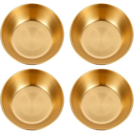 Plateau de service 4 pièces en acier inoxydable pour apéritifs, sauces et épices-8X8X2.5CM-Golden (1/3)