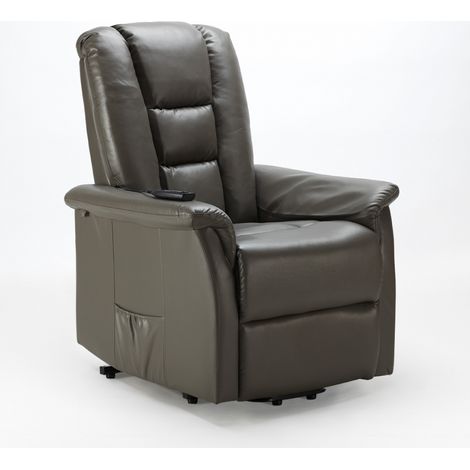 Poltrona relax reclinabile sistema alzapersona in similpelle design Joanna Fix - Grigio