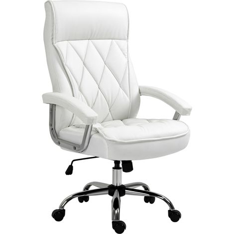 Sedia da ufficio ergonomica in similpelle bianca con funzione dondolo e altezza regolabile MODENUIT (1/5)