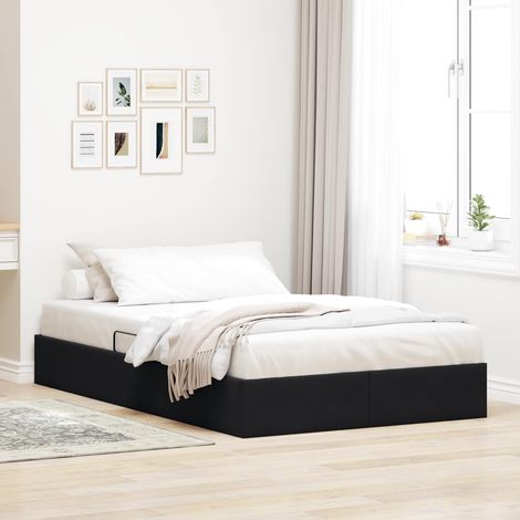 Ottoman Bettgestell mit Speicher Schwarz 120 x 200 cm Samt (1/5)