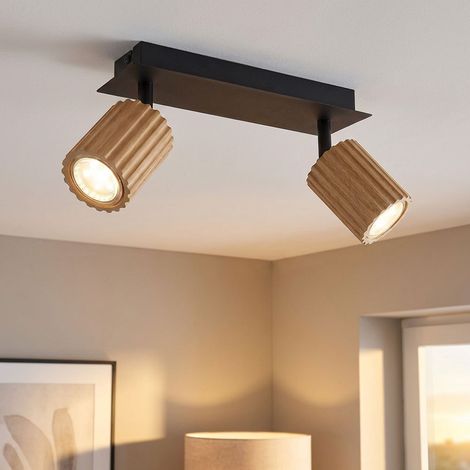 Deckenlampe Spotlampe Deckenleuchte schwenkbar Holz Flurlampe schwarz L 25,5 cm