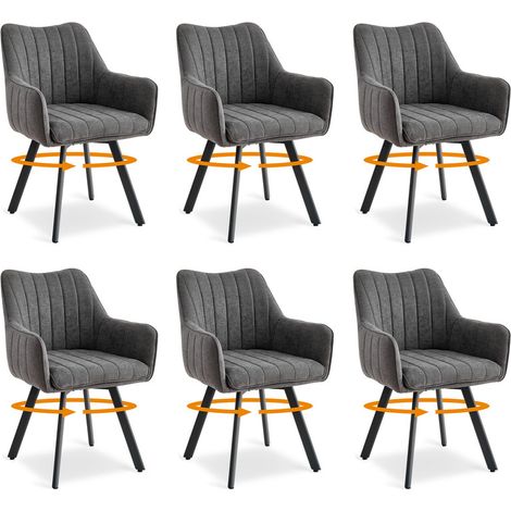 Wokaka Set da 6 Sedie Girevoli a 360°, Sedia da Pranzo in Stile Scandinavo, Sedia da Soggiorno con Gambe in Metallo, Grigio (1/5)