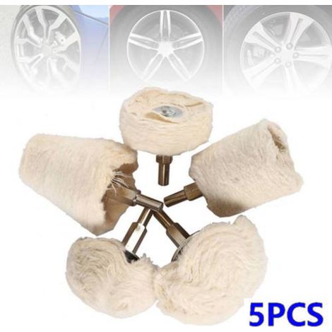 Meule en tissu blanc à poignée pour le polissage et le cirage de miroirs, meule en pur coton, meule cylindrique conique en forme de champignon, diamètre de la tige de la tête de meulage